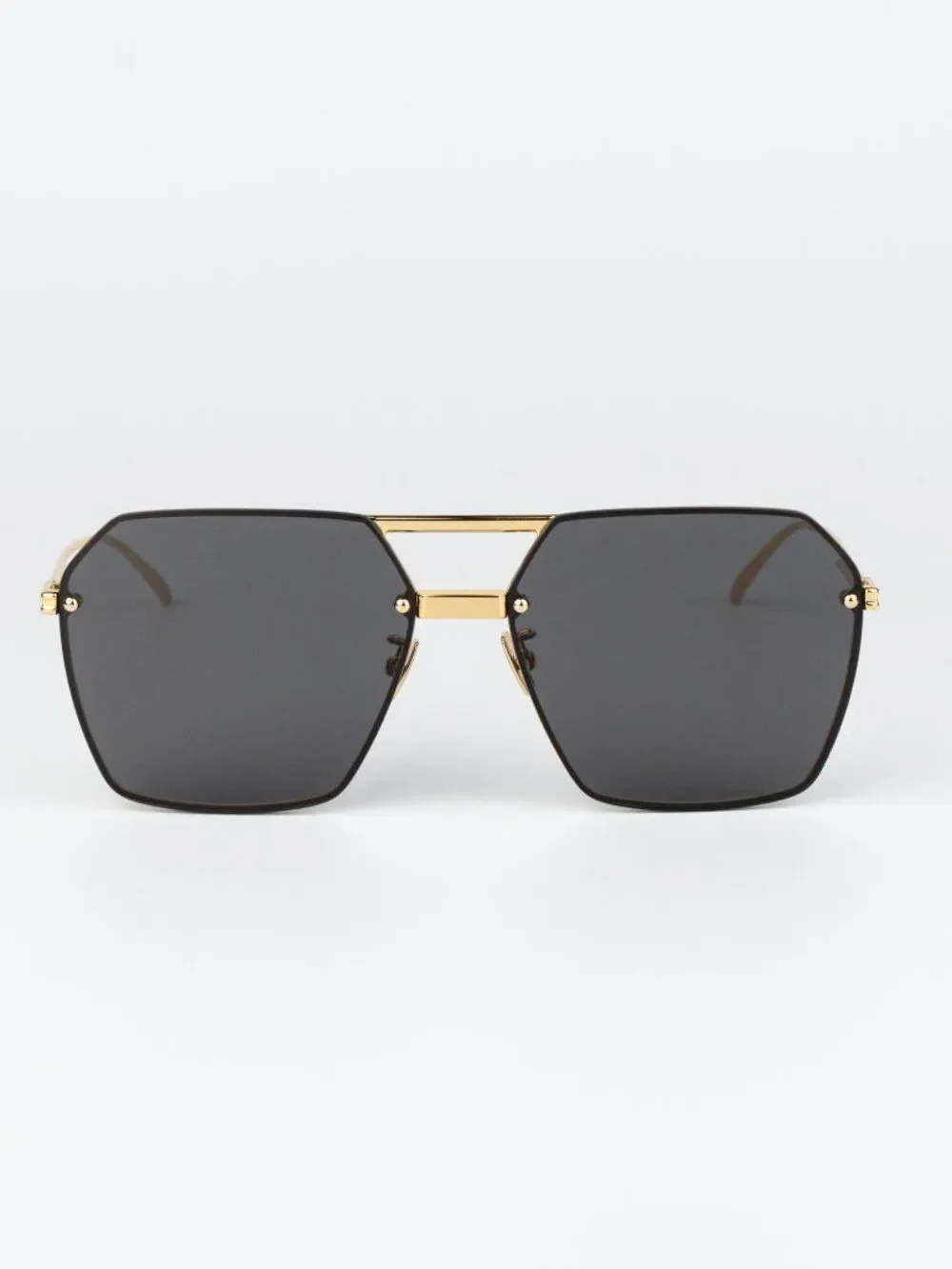 Bottega Veneta Men Sunglasses Gold Grey Pilot BV1045S 001 NEW AUTHENTIC